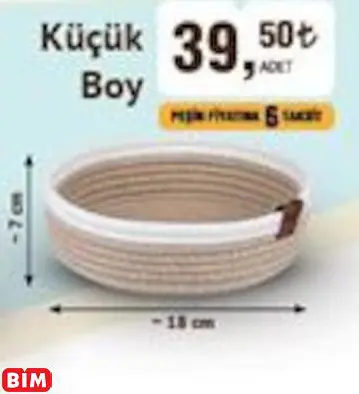 NATURALOVE SAPLI HASIR SEPET KÜÇÜK BOY